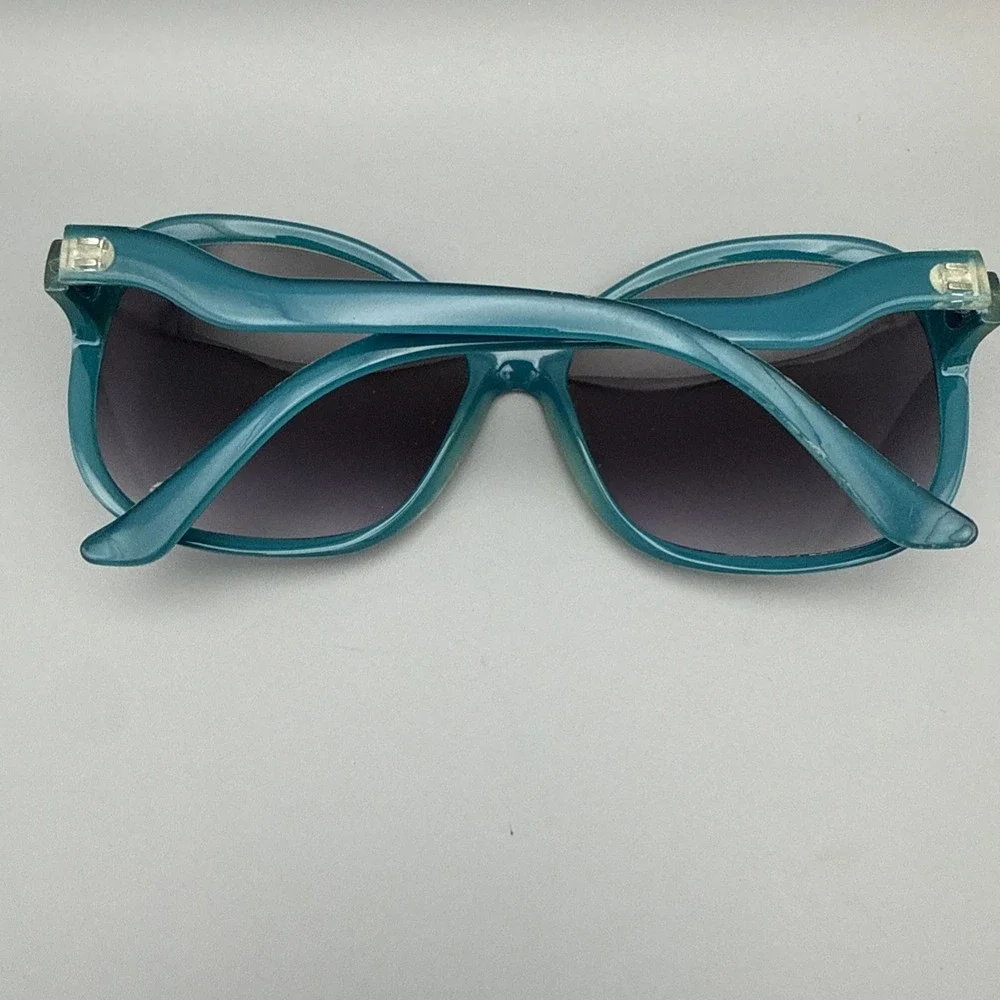 Super OVERSIZED XXL Very Large Round Blue Baroque Designer Sunglasses-Jackie-O